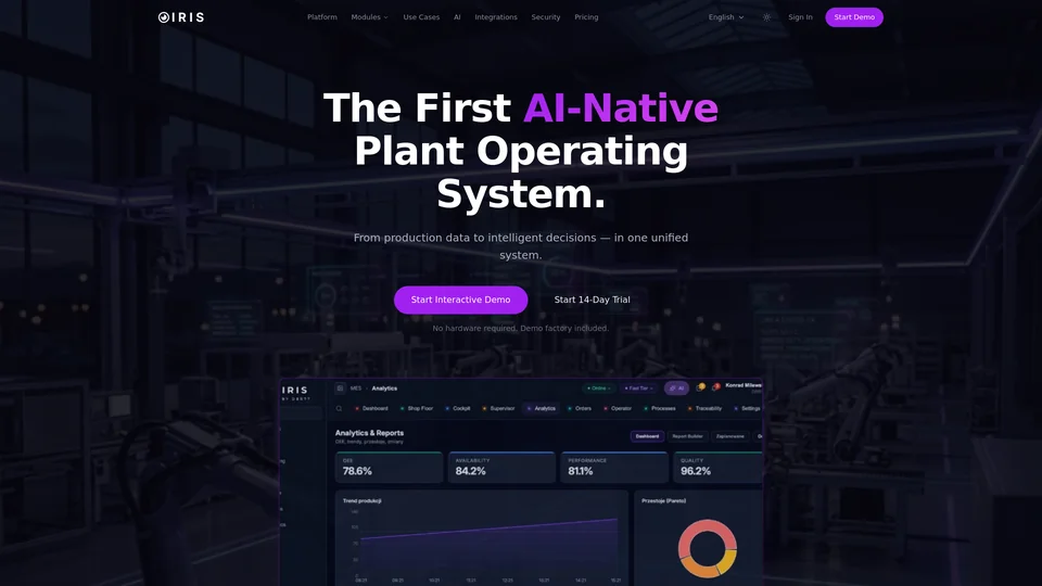 Homepage snapshot at launch
