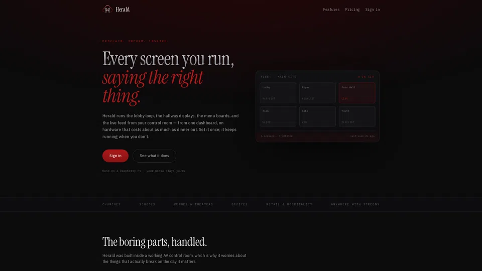 Homepage snapshot at launch