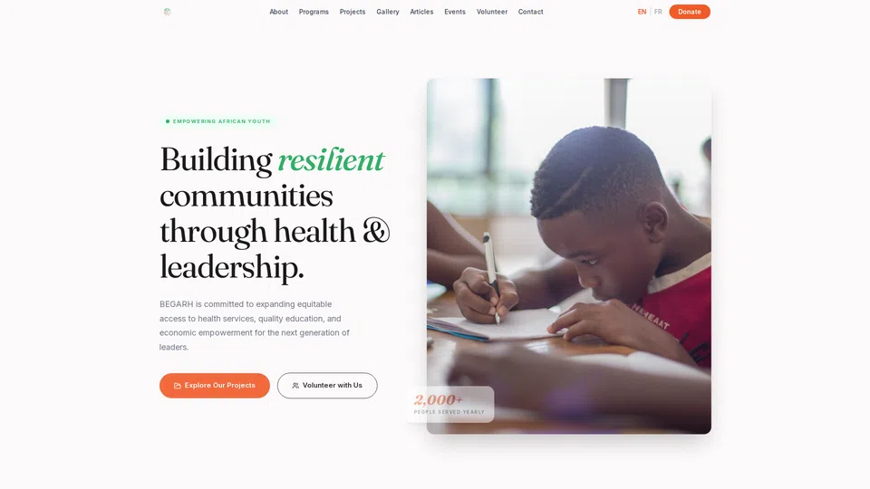 Homepage snapshot at launch