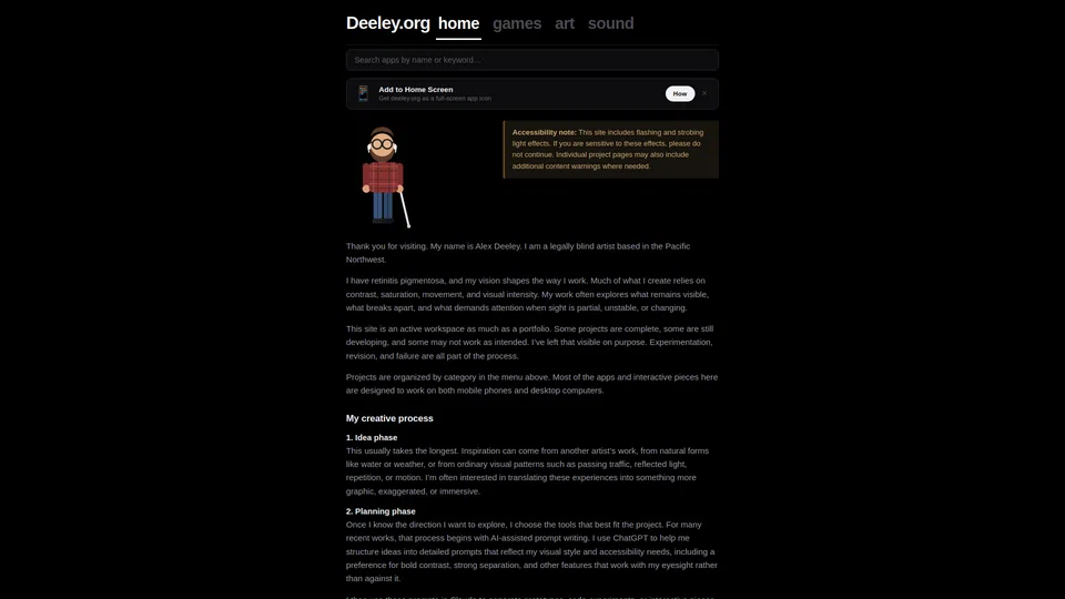 Homepage snapshot at launch