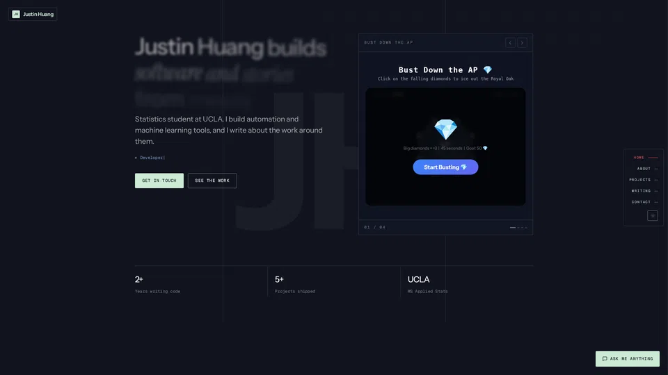 Homepage snapshot at launch