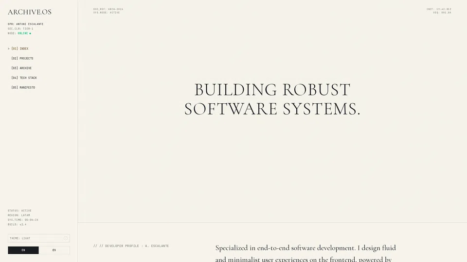 Homepage snapshot at launch