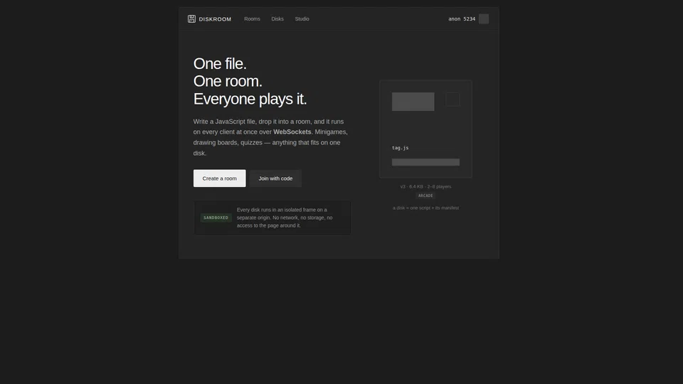 Homepage snapshot at launch