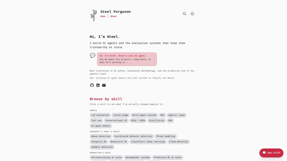 Homepage snapshot at launch