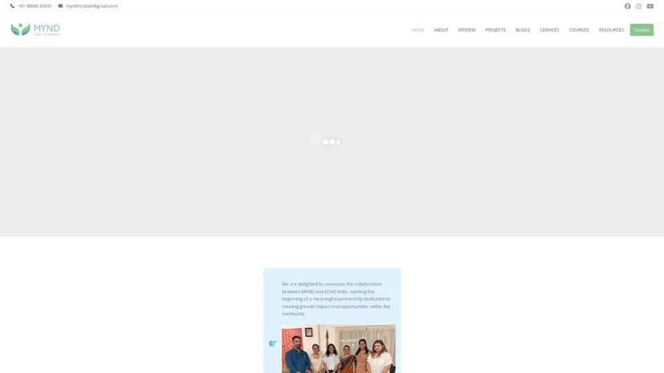 Homepage snapshot at launch