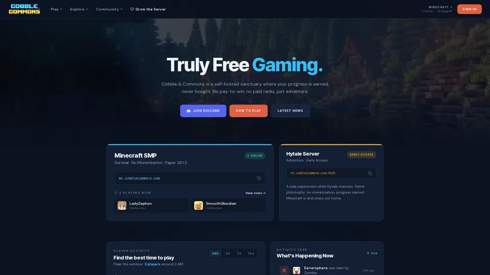 Homepage snapshot at launch