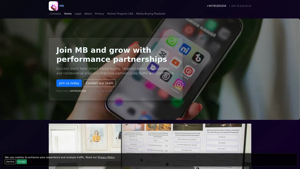 Homepage snapshot at launch