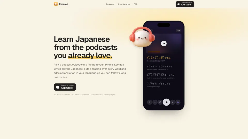 Homepage snapshot at launch