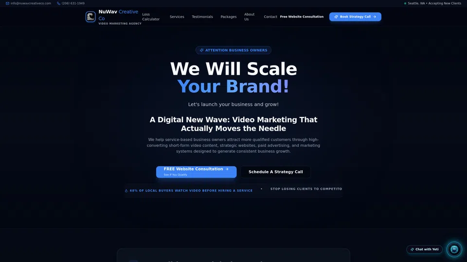 Homepage snapshot at launch