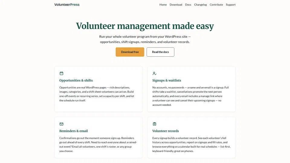 Homepage snapshot at launch