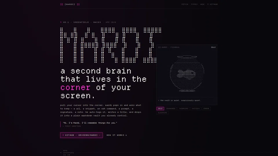 Homepage snapshot at launch