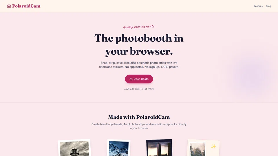 Homepage snapshot at launch