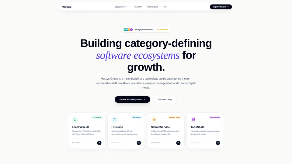 Homepage snapshot at launch