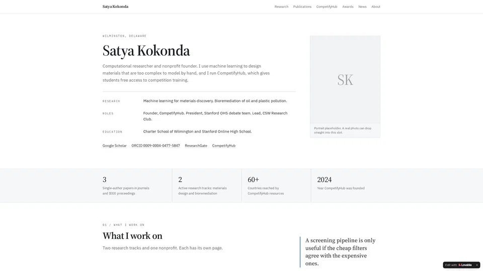 Homepage snapshot at launch