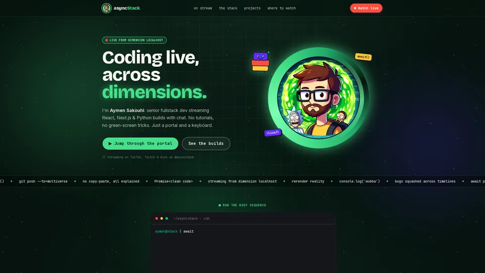 Homepage snapshot at launch