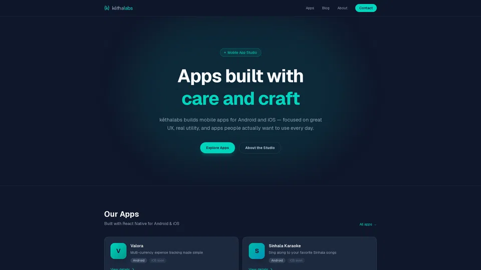 Homepage snapshot at launch