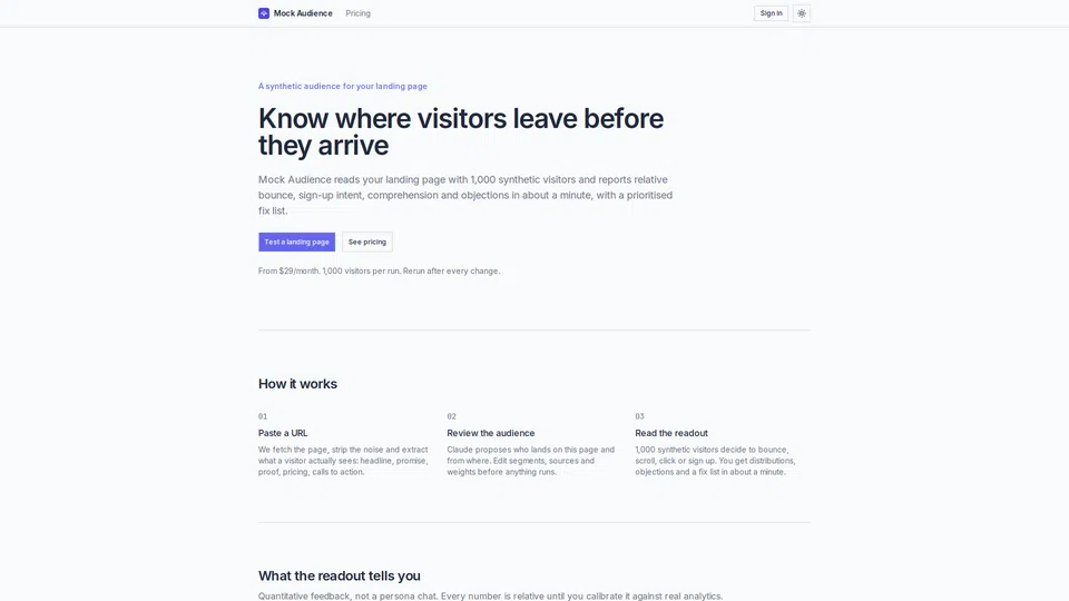 Homepage snapshot at launch