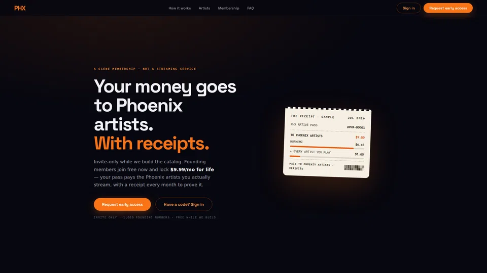 Homepage snapshot at launch