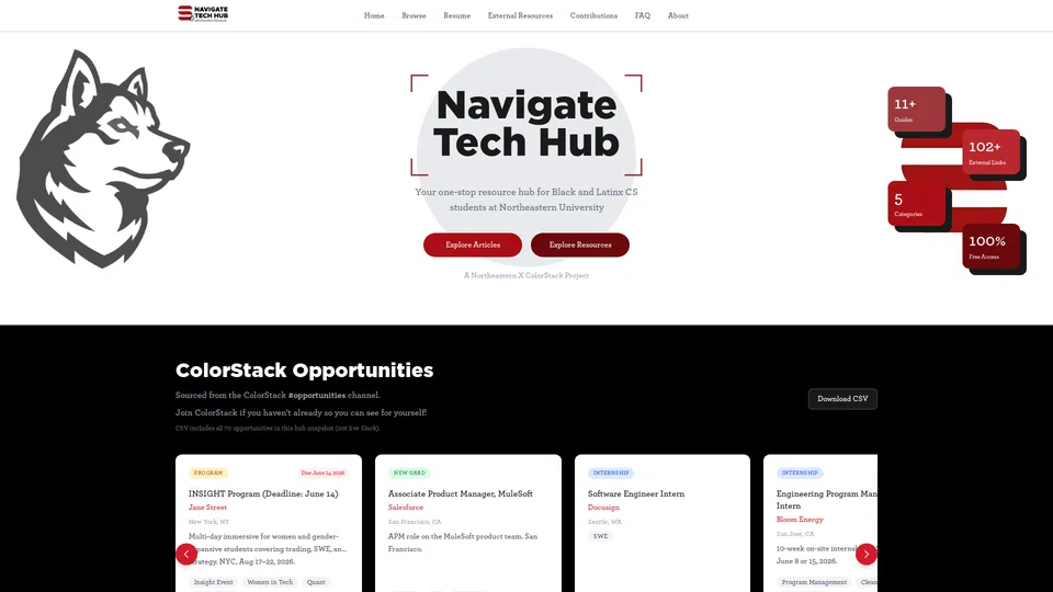 Homepage snapshot at launch