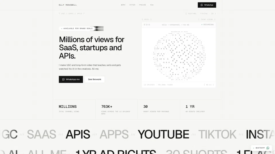 Homepage snapshot at launch