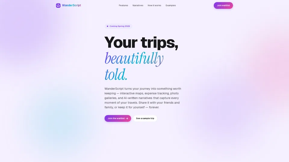 Homepage snapshot at launch