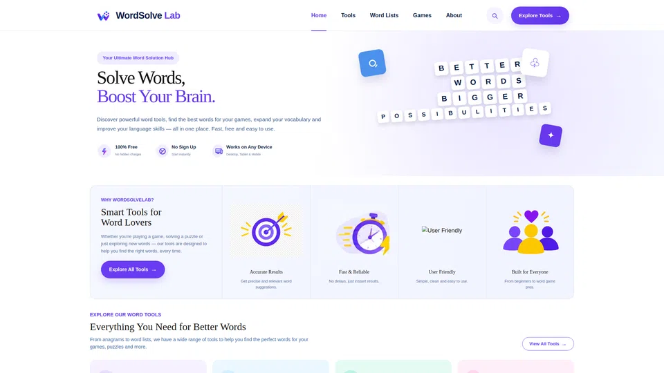 Homepage snapshot at launch