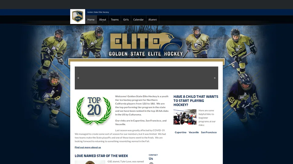 Homepage snapshot at launch