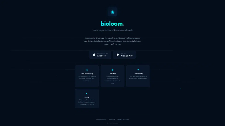 Homepage snapshot at launch