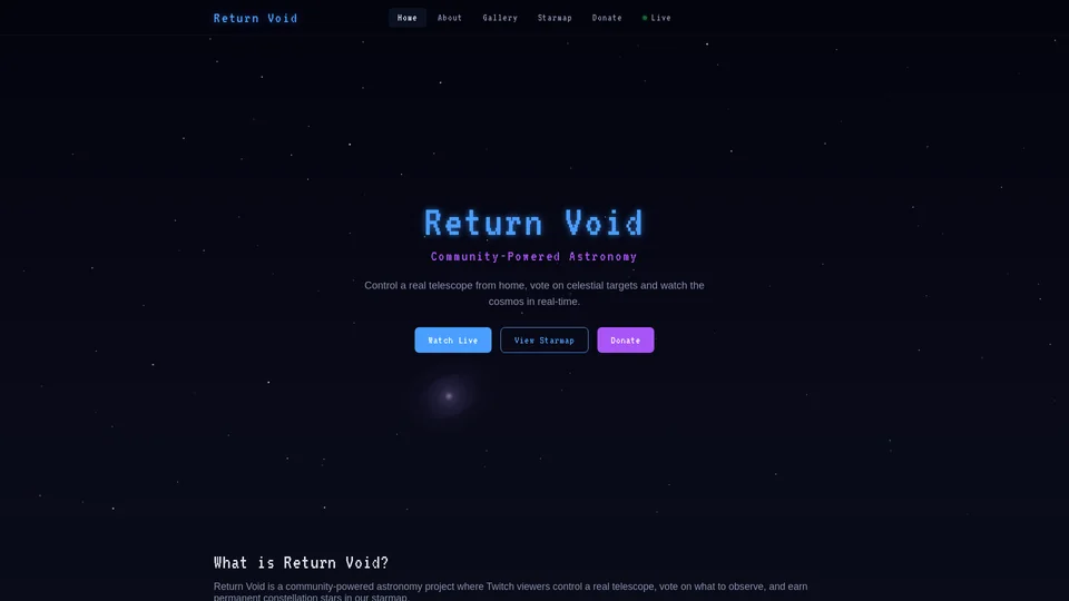 Homepage snapshot at launch