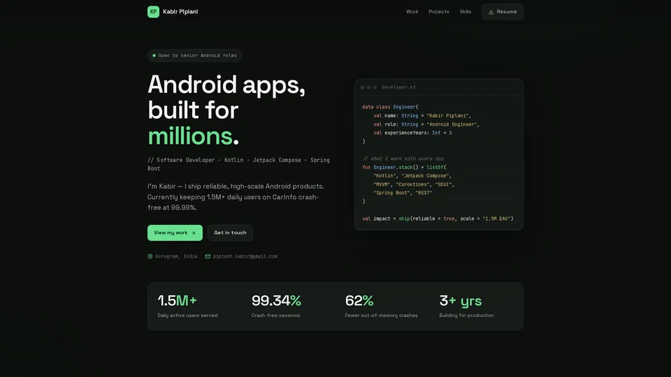Homepage snapshot at launch