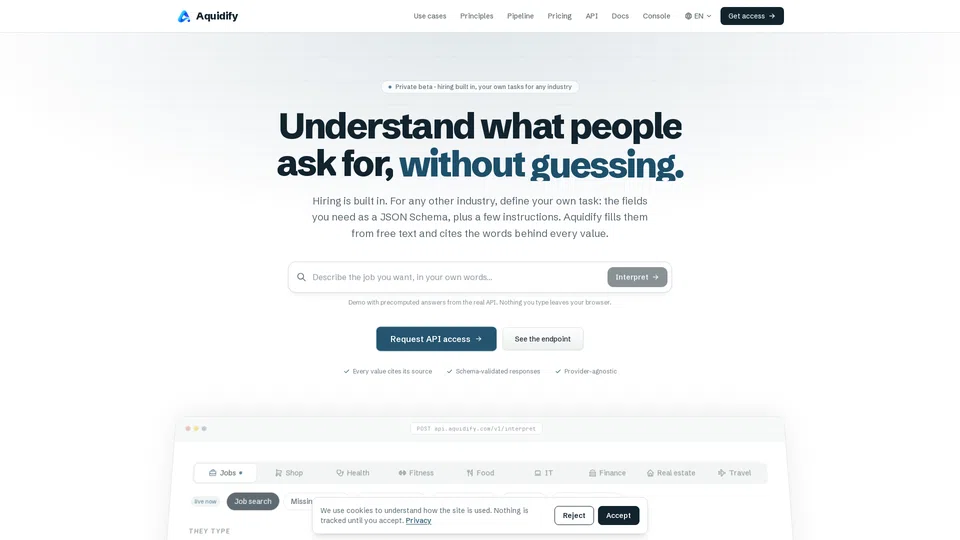 Homepage snapshot at launch