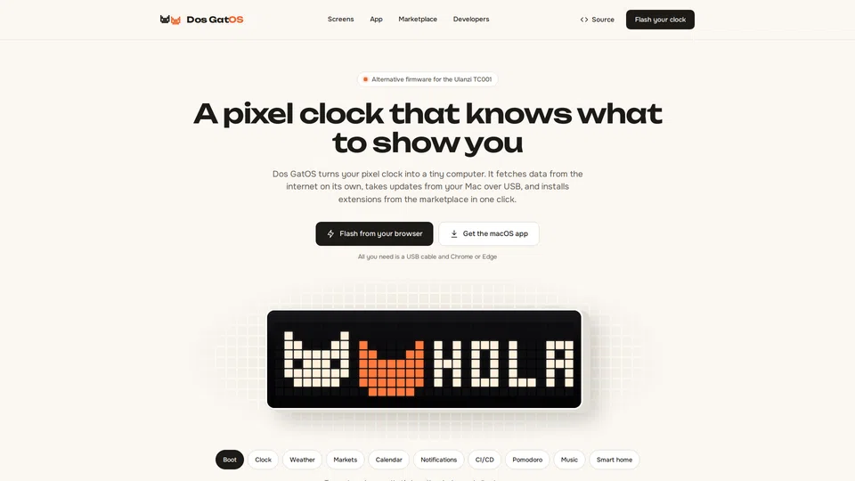 Homepage snapshot at launch
