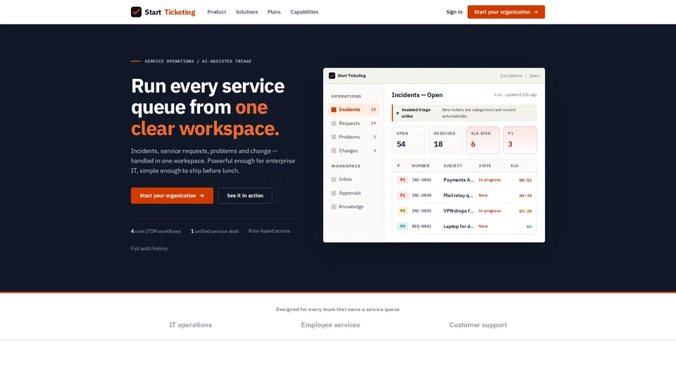 Homepage snapshot at launch