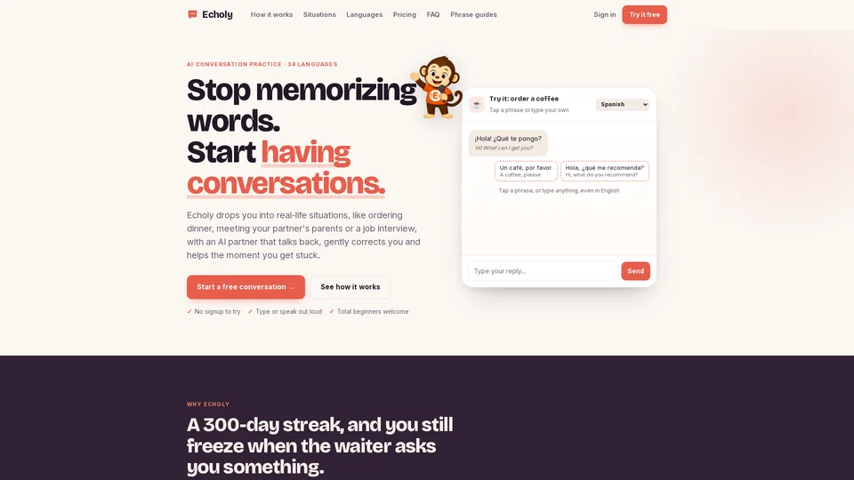 Homepage snapshot at launch