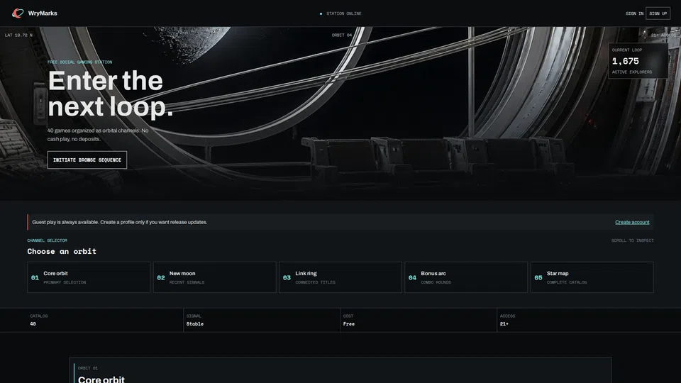 Homepage snapshot at launch