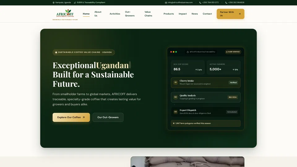 Homepage snapshot at launch