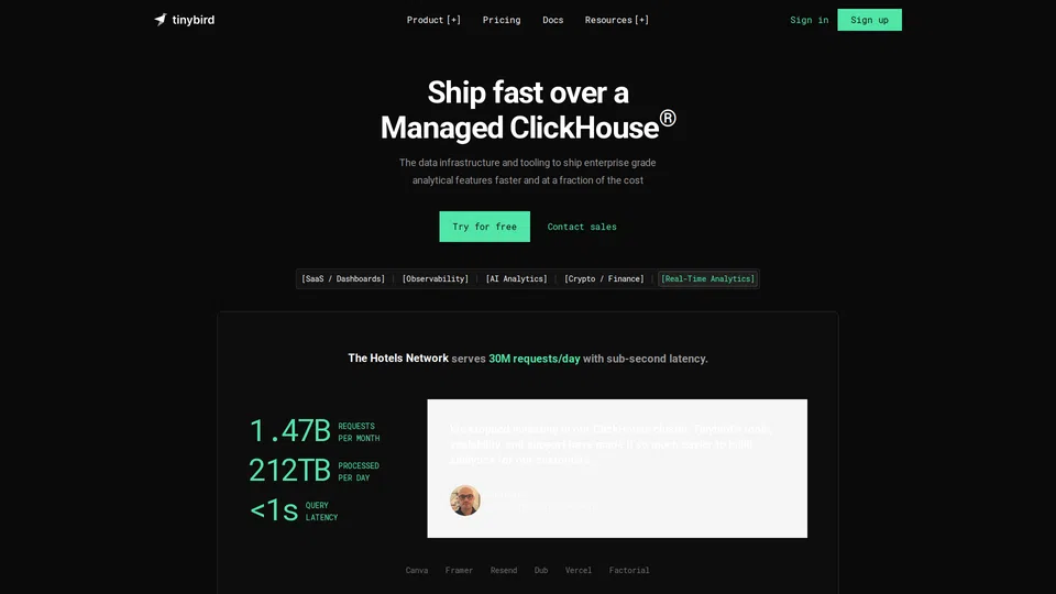 Homepage snapshot at launch
