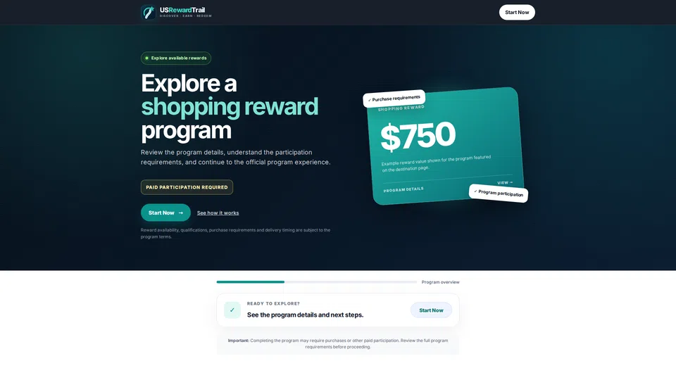 Homepage snapshot at launch