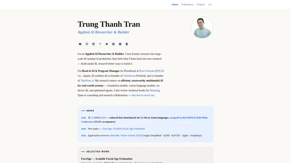 Homepage snapshot at launch