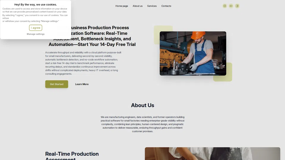 Homepage snapshot at launch