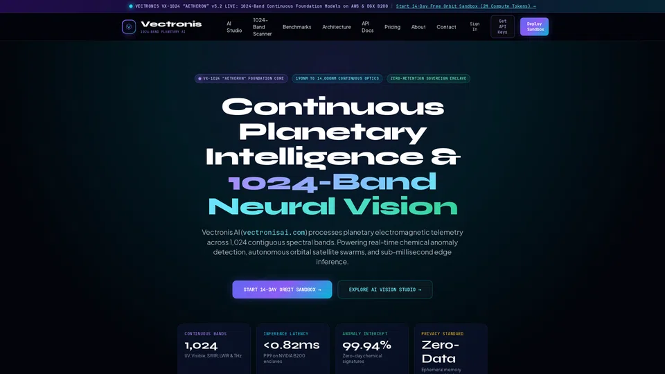 Homepage snapshot at launch