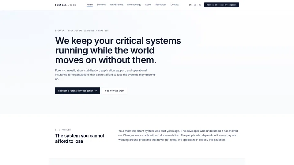 Homepage snapshot at launch