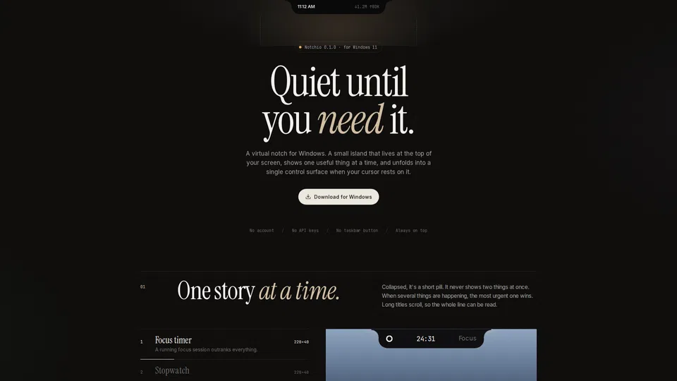 Homepage snapshot at launch