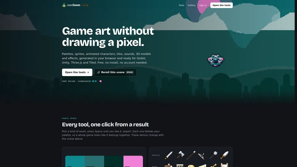 Homepage snapshot at launch