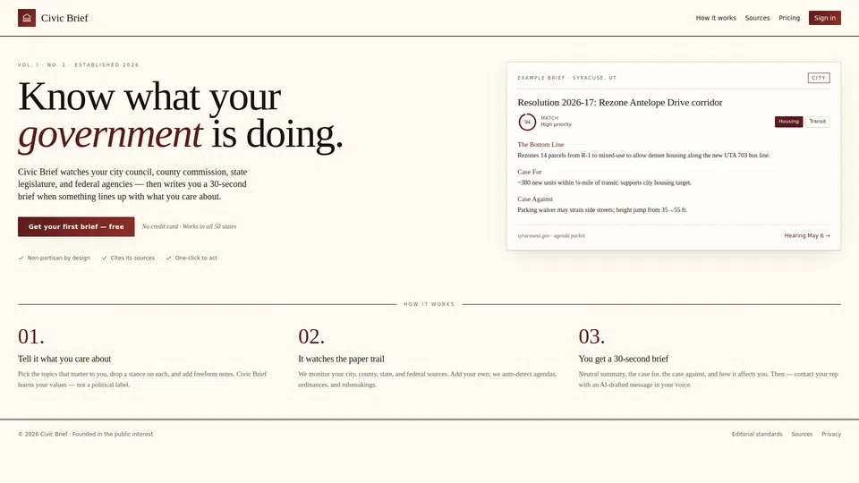 Homepage snapshot at launch