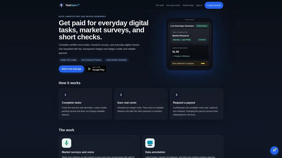 Homepage snapshot at launch