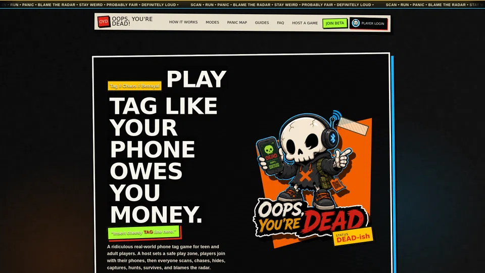 Homepage snapshot at launch