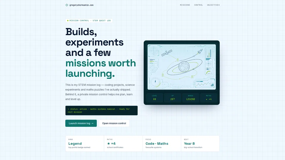 Homepage snapshot at launch