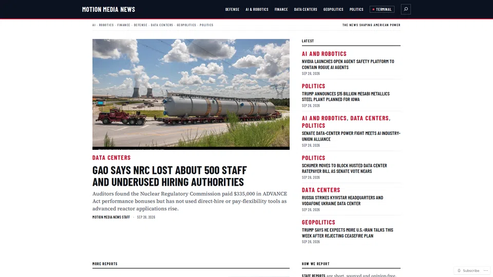 Homepage snapshot at launch
