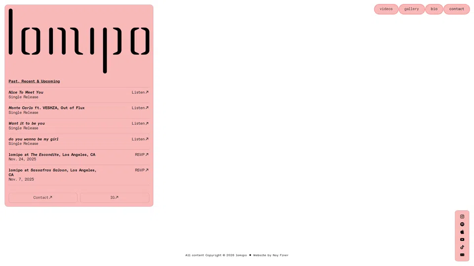 Homepage snapshot at launch